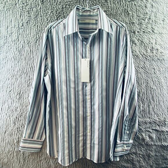 Perry Ellis Other - Perry Ellis Men's Dress Shirt Long Sleeve Portfolio Collection BlueBrownWhite M